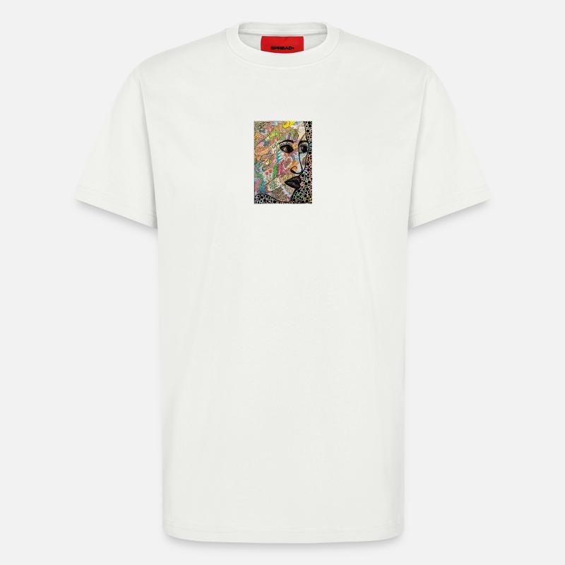 Visage abstrait en profil - T-shirt bio décontracté fabriqué en UE - OFF WHITE