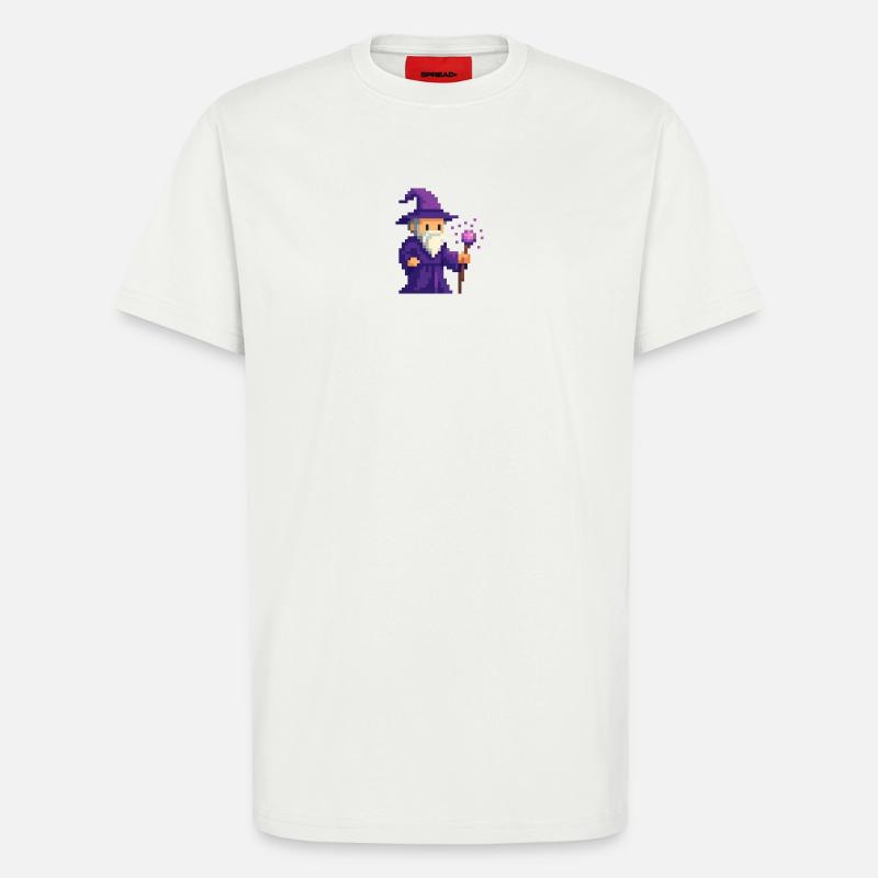 Pixel wizard dans le scintillement violet - T-shirt bio décontracté fabriqué en UE - OFF WHITE