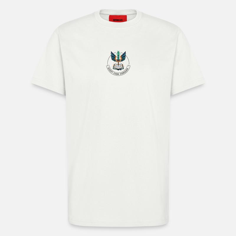 Quest. Code. Conquérir l’emblème - T-shirt bio décontracté fabriqué en UE - OFF WHITE