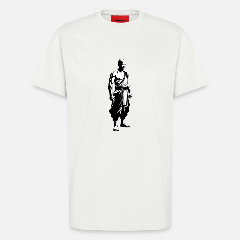 Moine Shaolin - Arts Martiaux Sticker - T-shirt bio décontracté fabriqué en UE - OFF WHITE