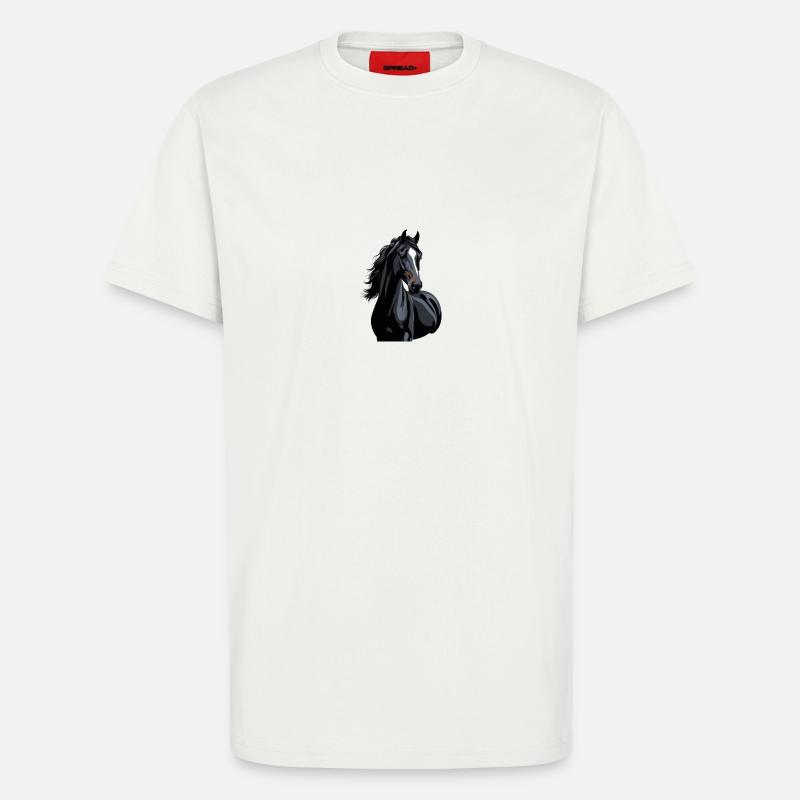 silhouette de cheval noir - T-shirt bio décontracté fabriqué en UE - OFF WHITE