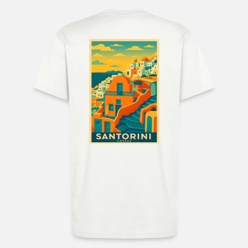 Santorin Grèce – Architecture insulaire - T-shirt bio décontracté fabriqué en UE - OFF WHITE