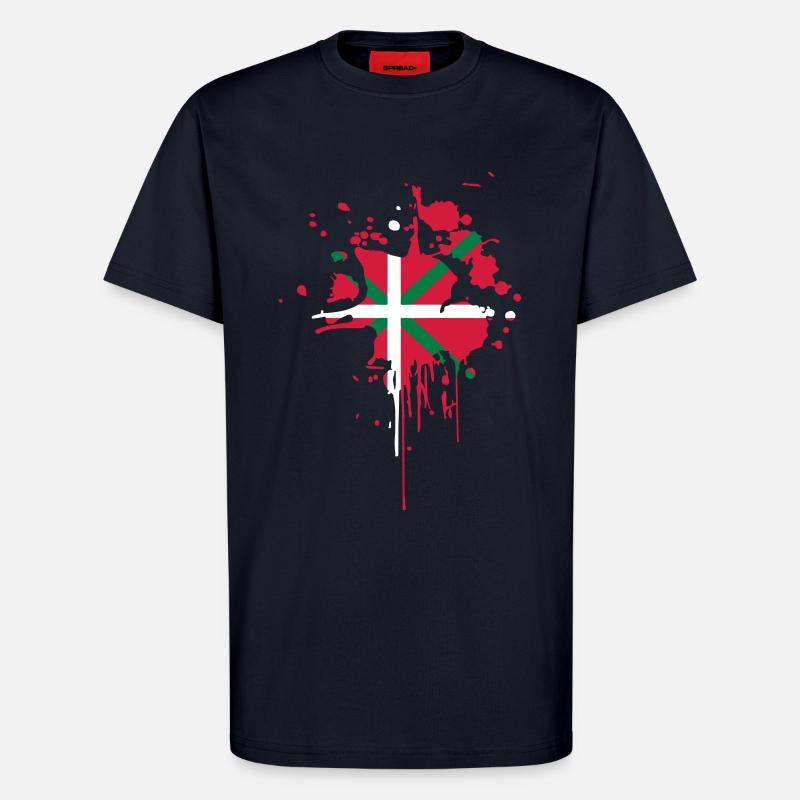 Drapeau Basque Tâche - T-shirt bio décontracté fabriqué en UE - DARK NAVY