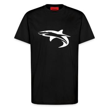 Hai - Vector Geometrie Design - T-Shirt - made by SPREAD - SOLID BLACK - Vorne - Alina (178cm) & Michal (187cm)