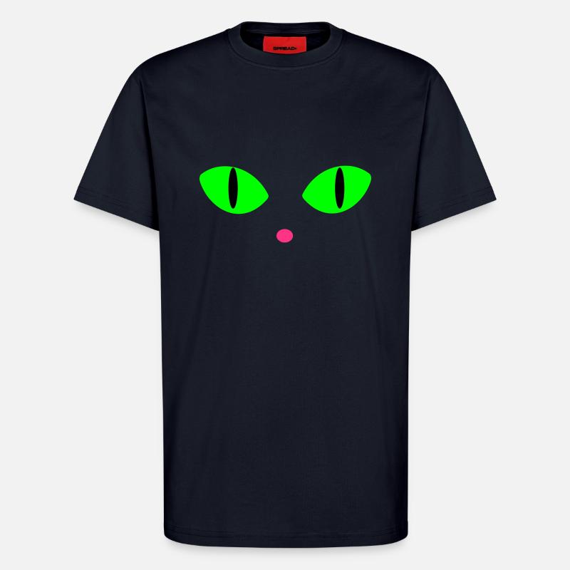 Yeux de chat verts - T-shirt bio décontracté fabriqué en UE - DARK NAVY