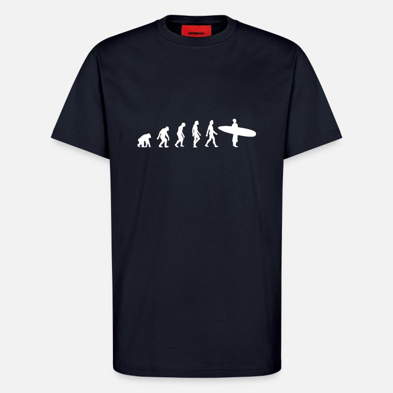 Die Evolution des Surfens - T-Shirt - made by SPREAD - DARK NAVY