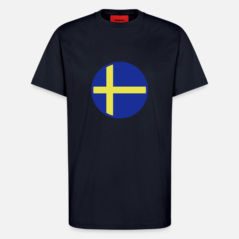 Drapeau de la Suède Drapeau - T-shirt bio décontracté fabriqué en UE - DARK NAVY