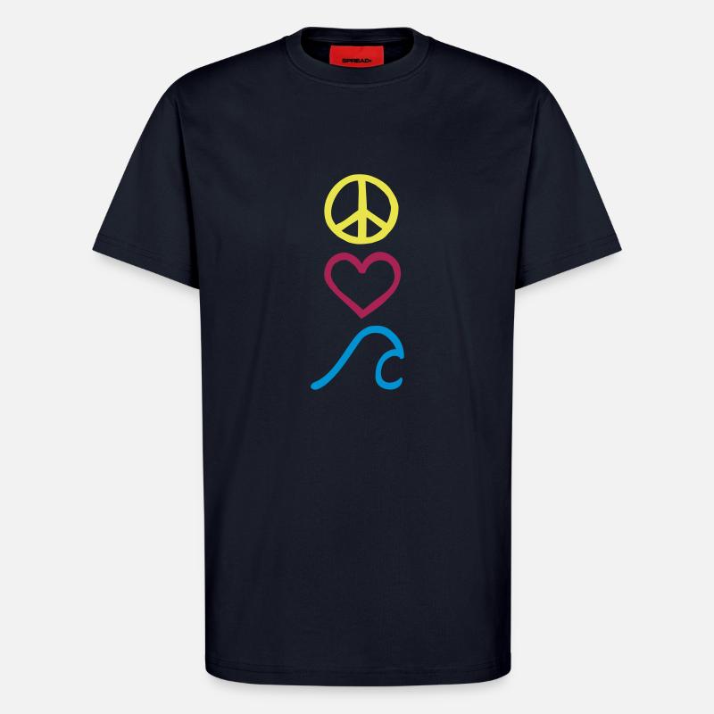 Peace,Love,Surf_Symbole - T-Shirt - made by SPREAD - DARK NAVY