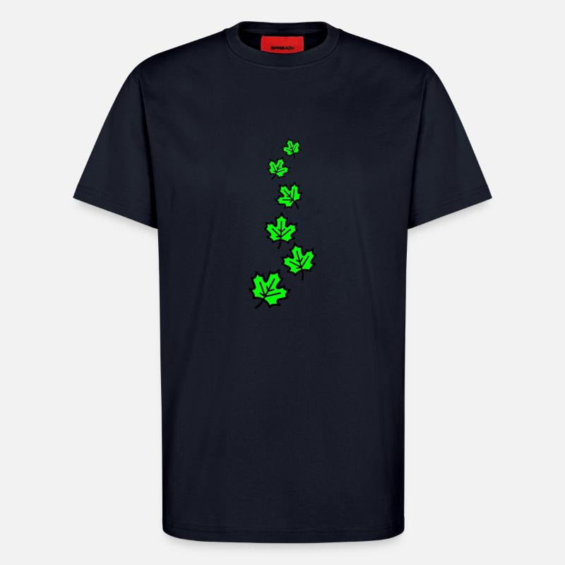 Feuille d’érable Feuilles d’automne - T-shirt bio décontracté fabriqué en UE - DARK NAVY