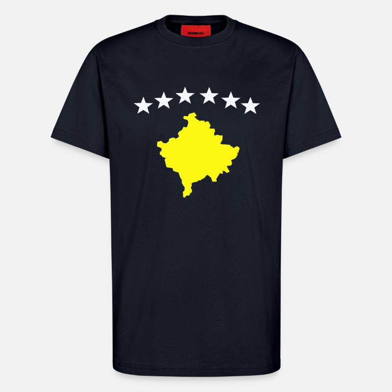 Drapeau du Kosovo - T-shirt bio décontracté fabriqué en UE - DARK NAVY