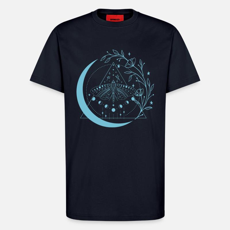 Fleurs de lune de mite - T-shirt bio décontracté fabriqué en UE - DARK NAVY