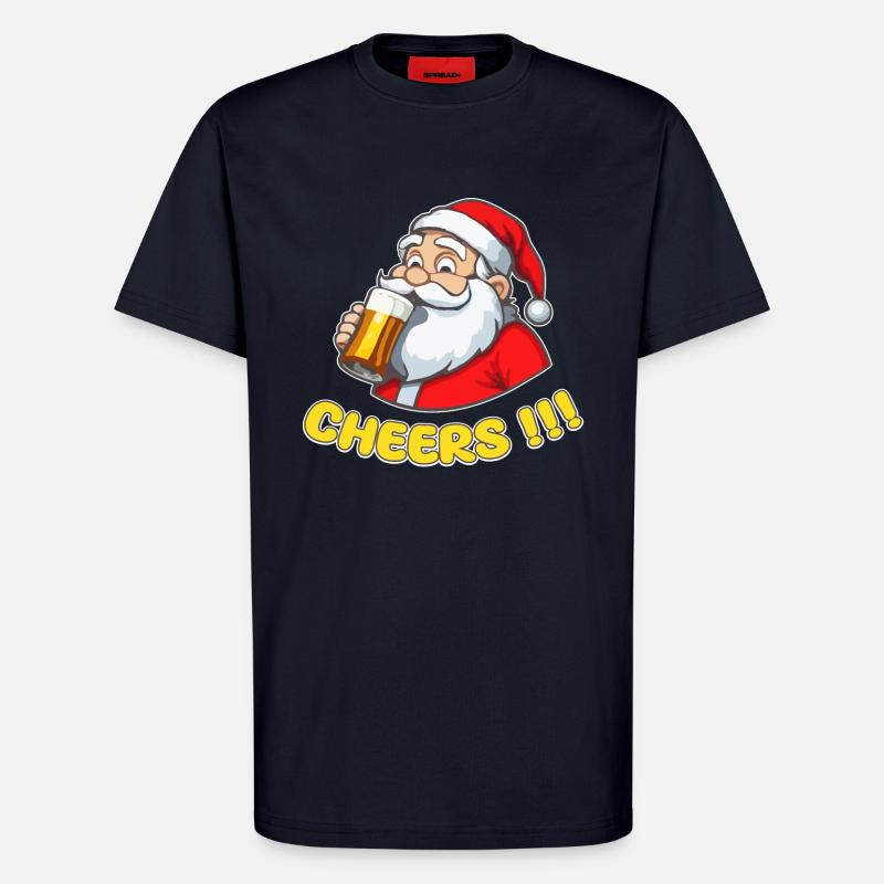 Weihnachtsmann mit Bier Cheers!!! - T-Shirt - made by SPREAD - DARK NAVY