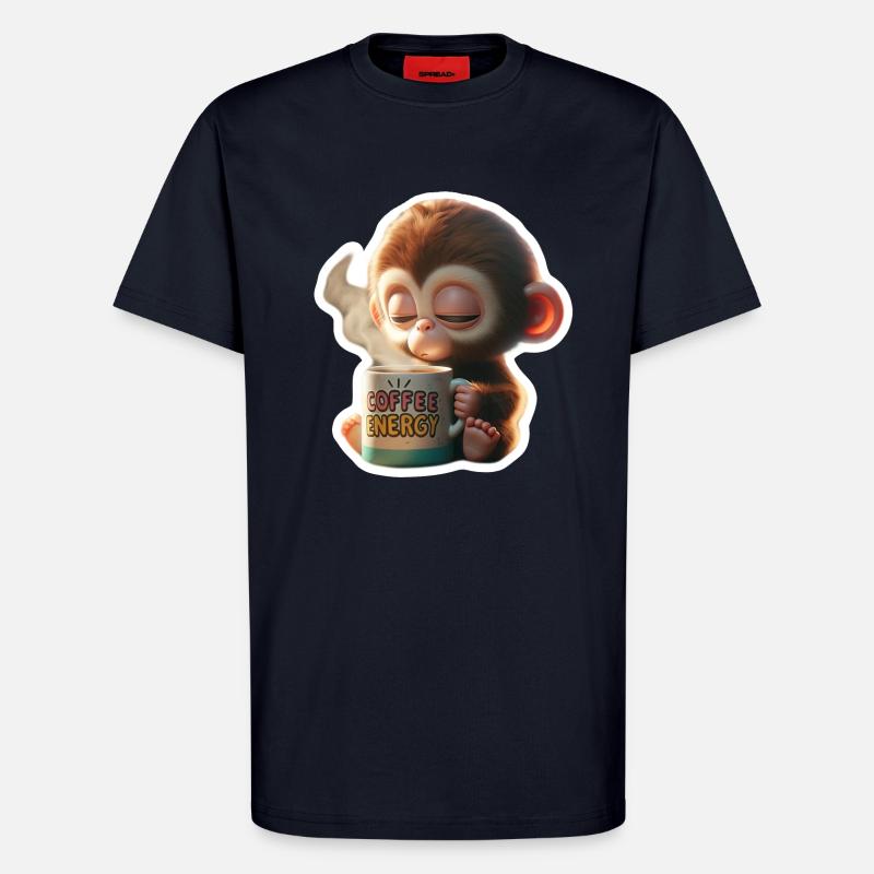 Kaffee Energie Affe Illustration - T-Shirt - made by SPREAD - DARK NAVY
