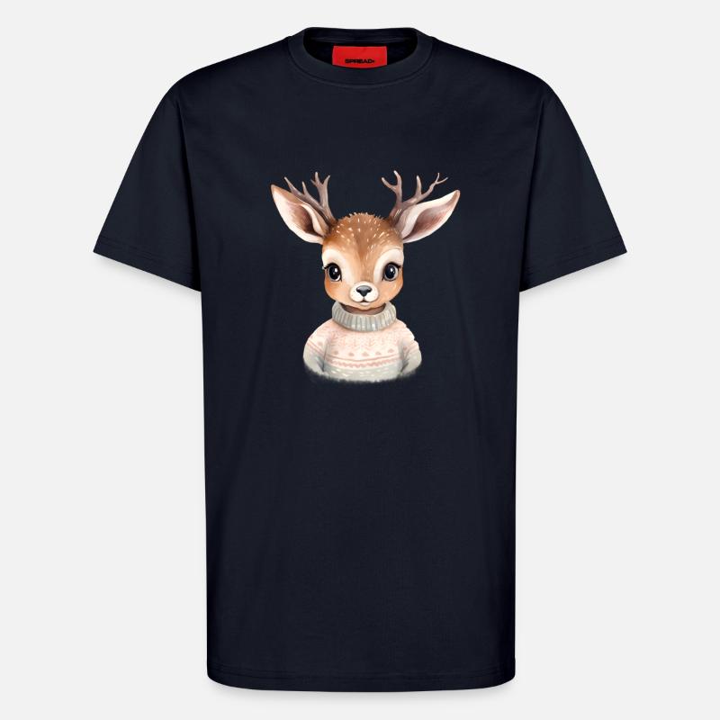 Kuscheliges Reh im Winterpullover - T-Shirt - made by SPREAD - DARK NAVY
