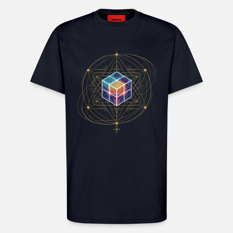 Metatron's Cube Sacred Geometry Cosmic Art - T-Shirt - made by SPREAD - DARK NAVY