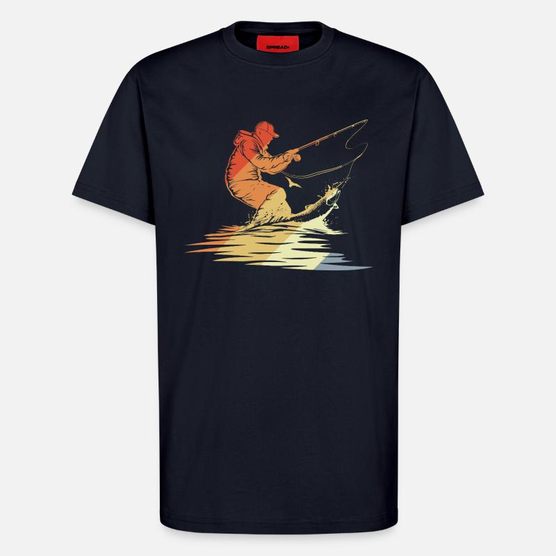 Fischen Grafik Retro Stil - T-Shirt - made by SPREAD - DARK NAVY