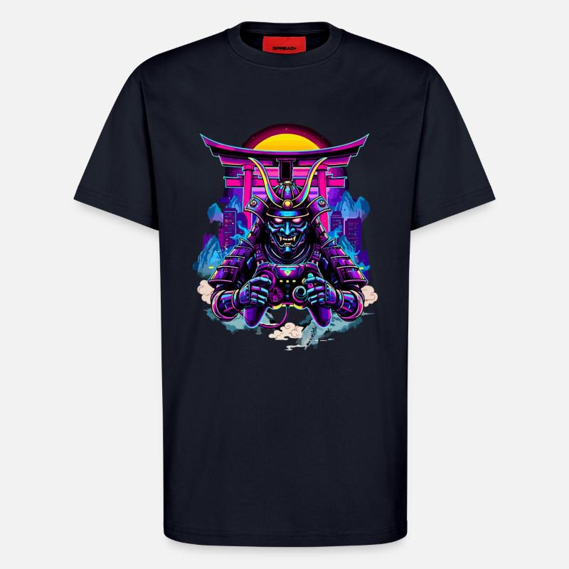 Samurai Maske gaming Controller Sythwave gaming  - T-Shirt - made by SPREAD - DARK NAVY