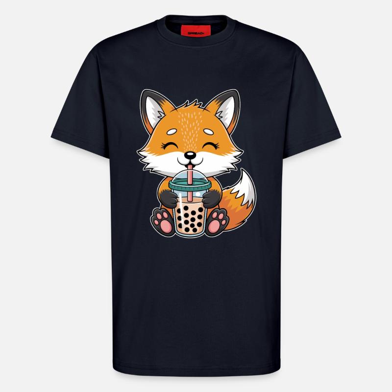 Kawaii Bubble Tee Fuchs Boba Tee - T-Shirt - made by SPREAD - DARK NAVY