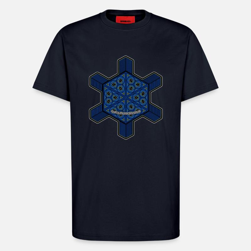 Fractal Evolution Experience Mandala Psytrance Goa - T-Shirt - made by SPREAD - DARK NAVY