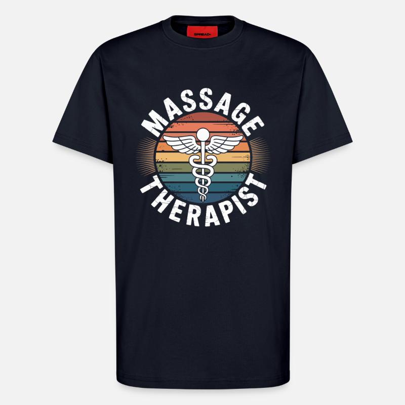 Retro Regenbogen Massage Logo - T-Shirt - made by SPREAD - DARK NAVY