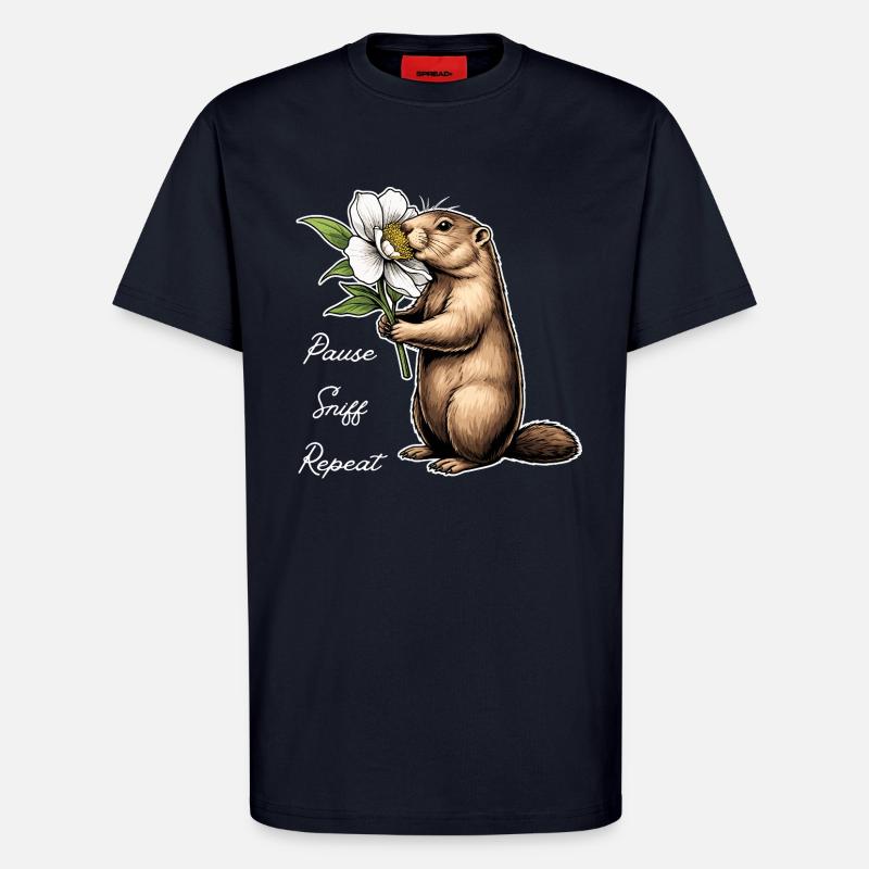Murmeltier: Pause, Schnuppern, Weitermachen - T-Shirt - made by SPREAD - DARK NAVY