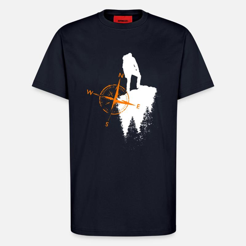 Motif de vagabond avec compa - T-shirt bio décontracté fabriqué en UE - DARK NAVY