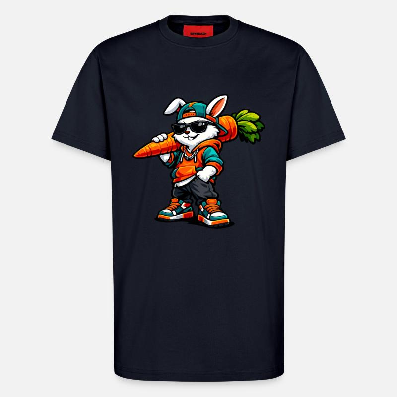 Funny Easter Bunny with Carrot Rabbit - T-Shirt - made by SPREAD - DARK NAVY