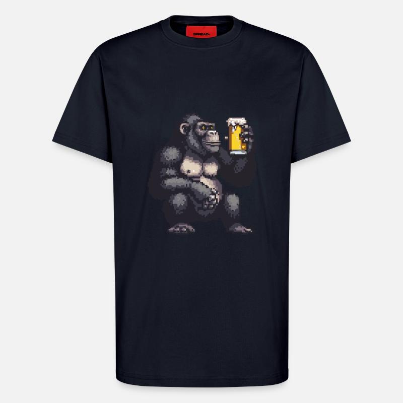 Gorilla Pixel Beer - T-Shirt - made by SPREAD - DARK NAVY