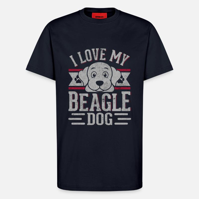 J’aime mon chien beagle - T-shirt bio décontracté fabriqué en UE - DARK NAVY