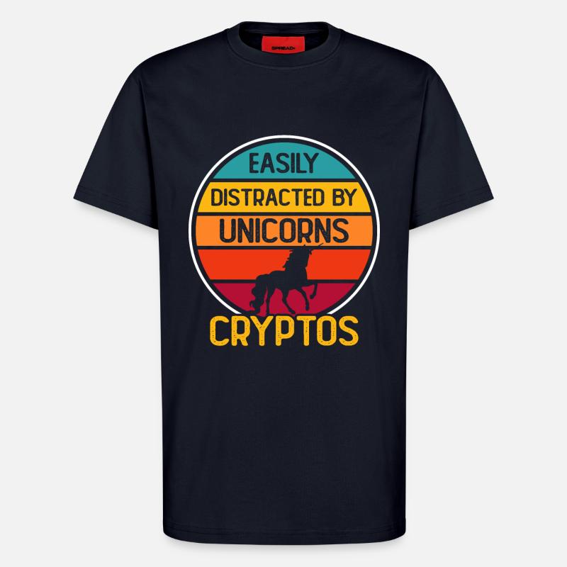 Krypto Kryptowährung Einhorn - T-Shirt - made by SPREAD - DARK NAVY