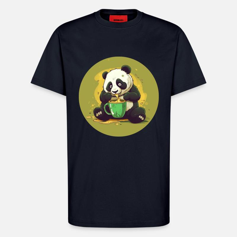 Panda mit Kaffee und Zuckerschock - T-Shirt - made by SPREAD - DARK NAVY