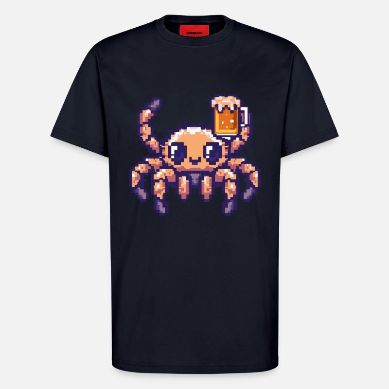 Tarantula Pixel Beer - T-Shirt - made by SPREAD - DARK NAVY