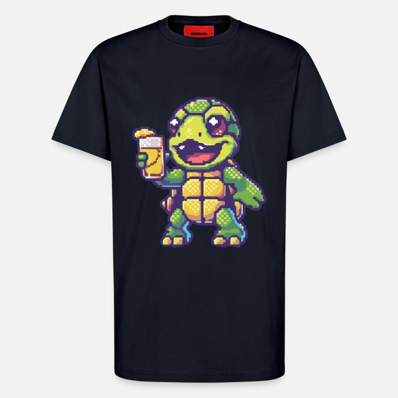 Schildkröte Pixel Bier - T-Shirt - made by SPREAD - DARK NAVY