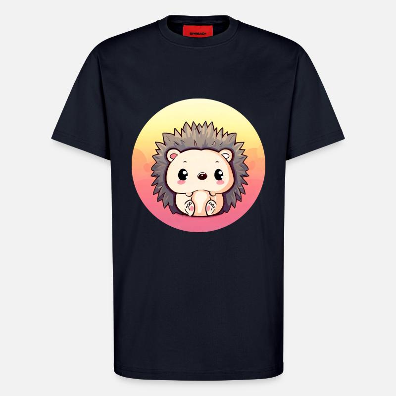 Cute Hedgehog Sitting Sunset Sunset - T-Shirt - made by SPREAD - DARK NAVY