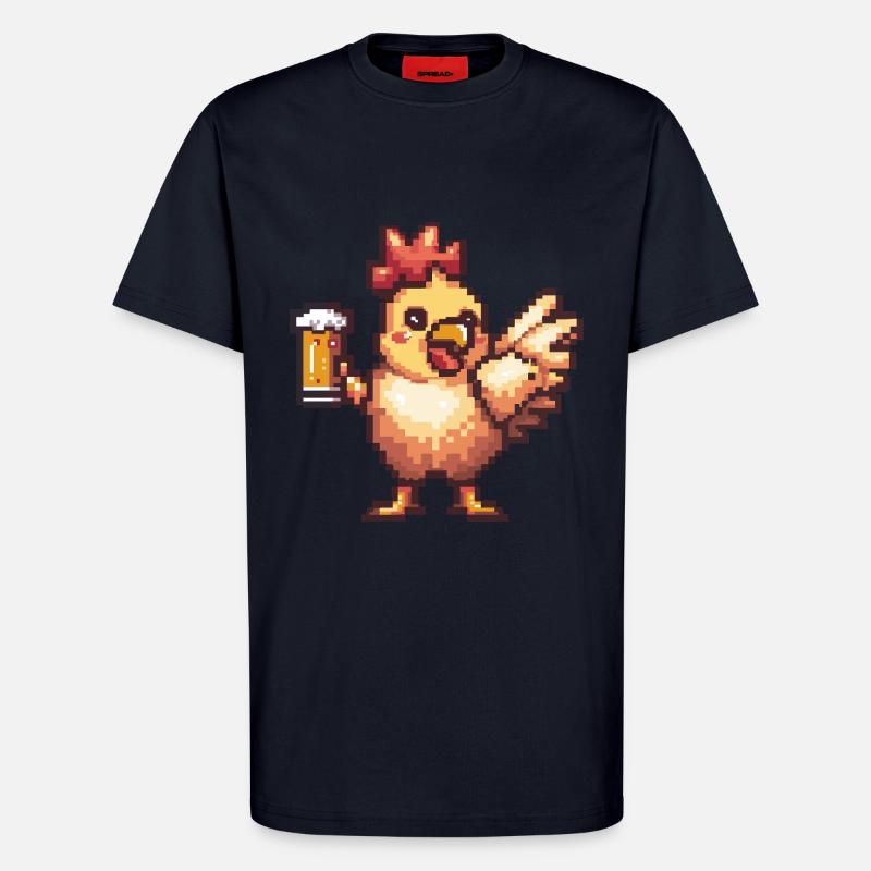 Huhn Pixel Bier - T-Shirt - made by SPREAD - DARK NAVY