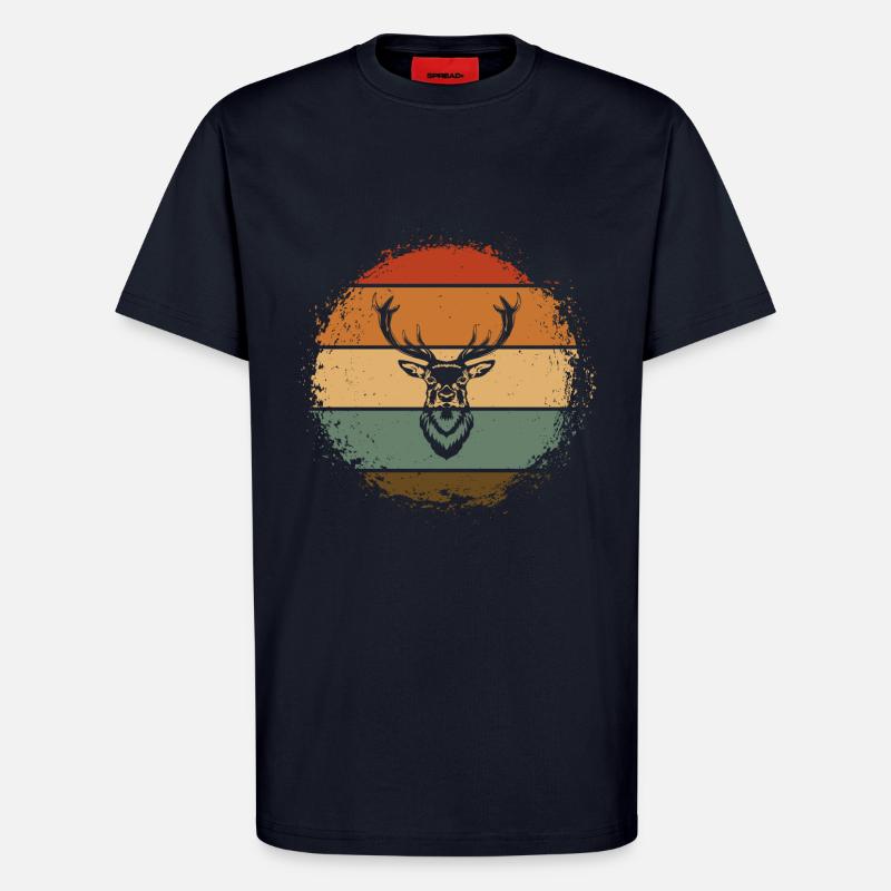 Hirsch Hirschgeweih Geweih - T-Shirt - made by SPREAD - DARK NAVY