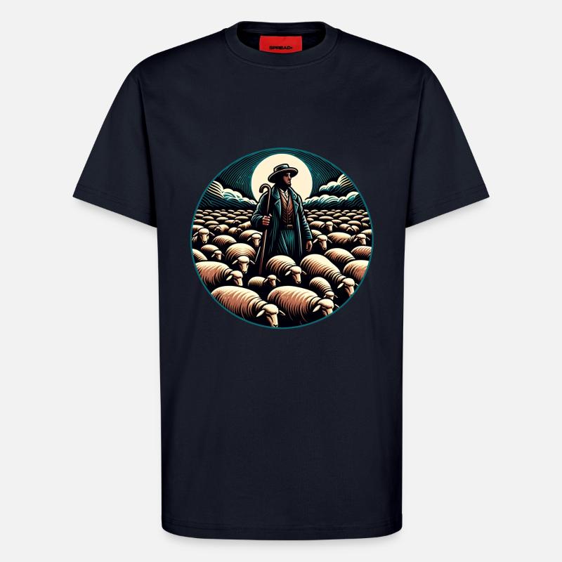 Schäfer und Schafherde - T-Shirt - made by SPREAD - DARK NAVY