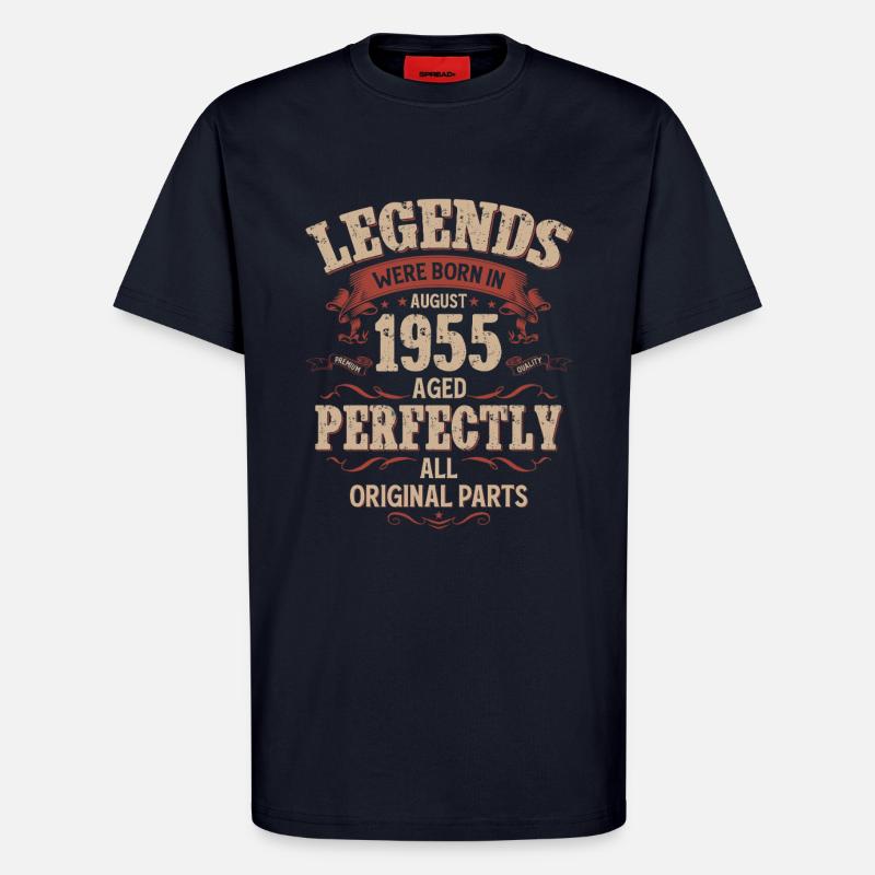 70th Birthday Legends August 1955 - T-Shirt - made by SPREAD - DARK NAVY