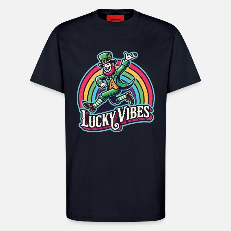 Saint-Patrick Lucky Vibes Arc-en-ciel - T-shirt bio décontracté fabriqué en UE - DARK NAVY