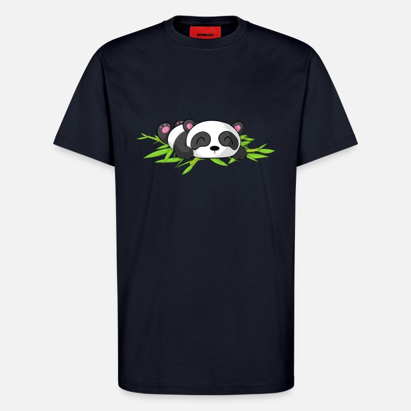 Sleeping Comic Panda - T-shirt bio décontracté fabriqué en UE - DARK NAVY