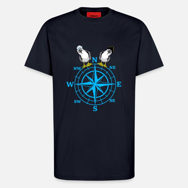 maritim Kompass Möwen Möwe - T-Shirt - made by SPREAD - DARK NAVY