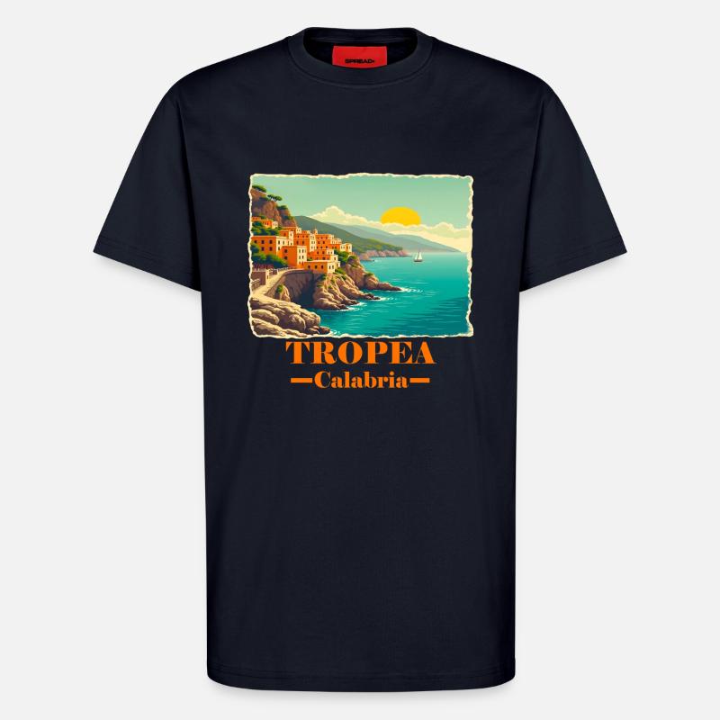 Tropea Calabria orange - T-Shirt - made by SPREAD - DARK NAVY