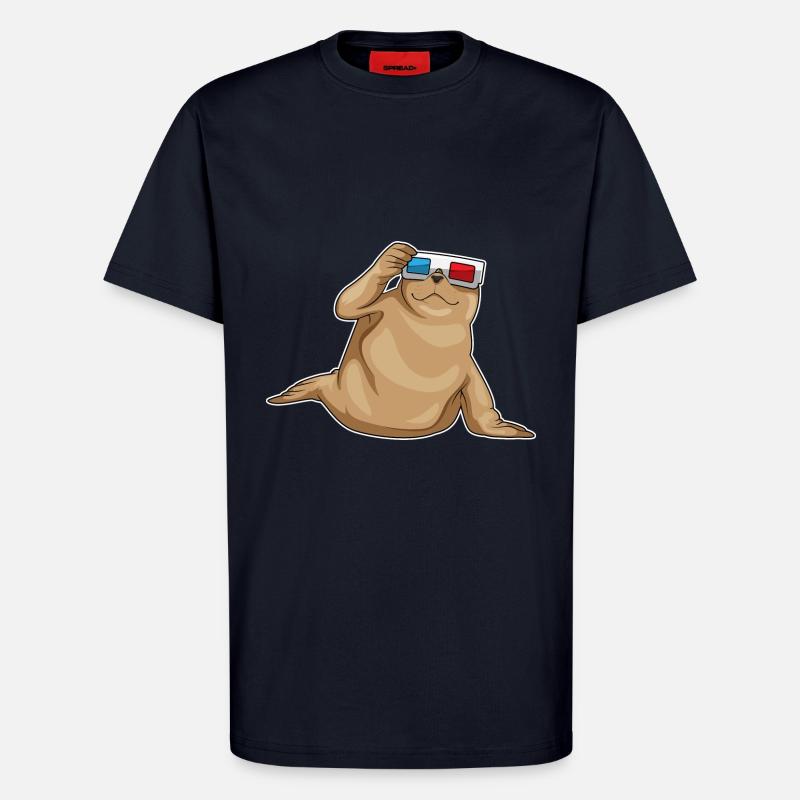 Seehund Brille - T-Shirt - made by SPREAD - DARK NAVY
