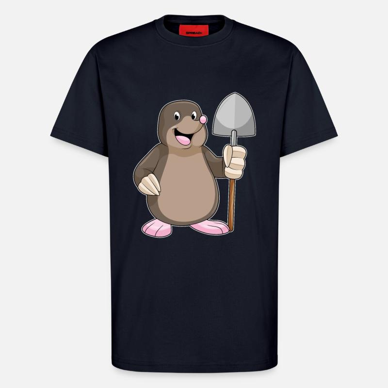 Mole with shovel - T-Shirt - made by SPREAD - DARK NAVY