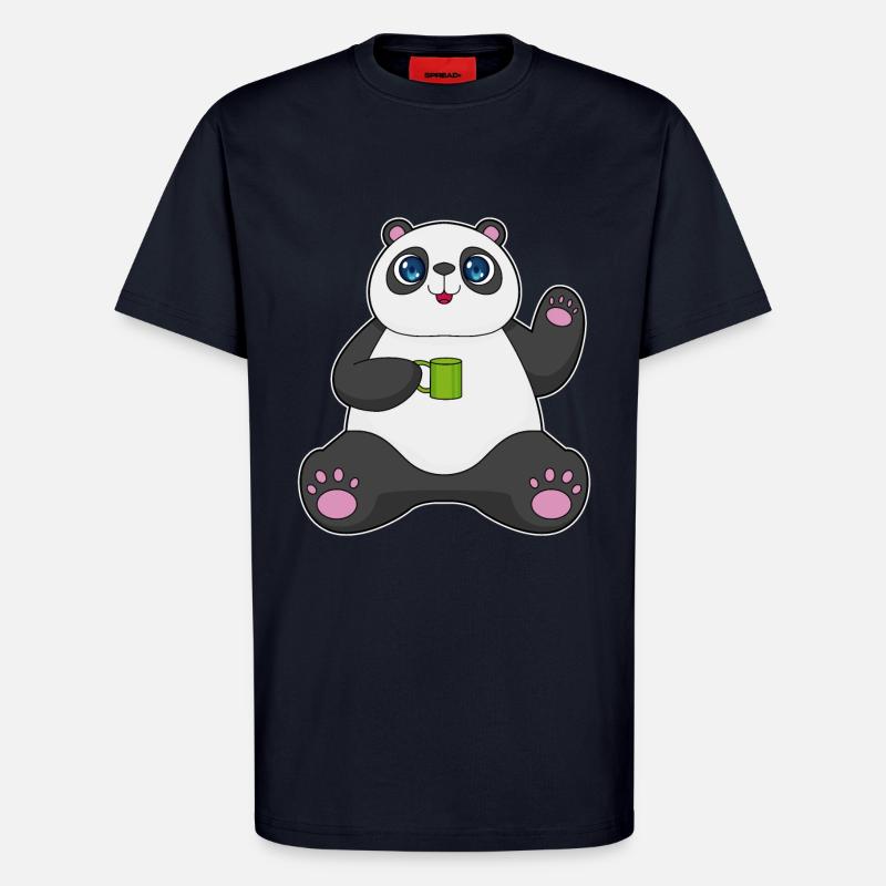 Panda with coffee mug - T-Shirt - made by SPREAD - DARK NAVY