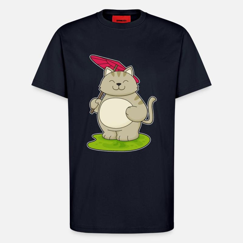 Katze mit Regenschirm - T-Shirt - made by SPREAD - DARK NAVY