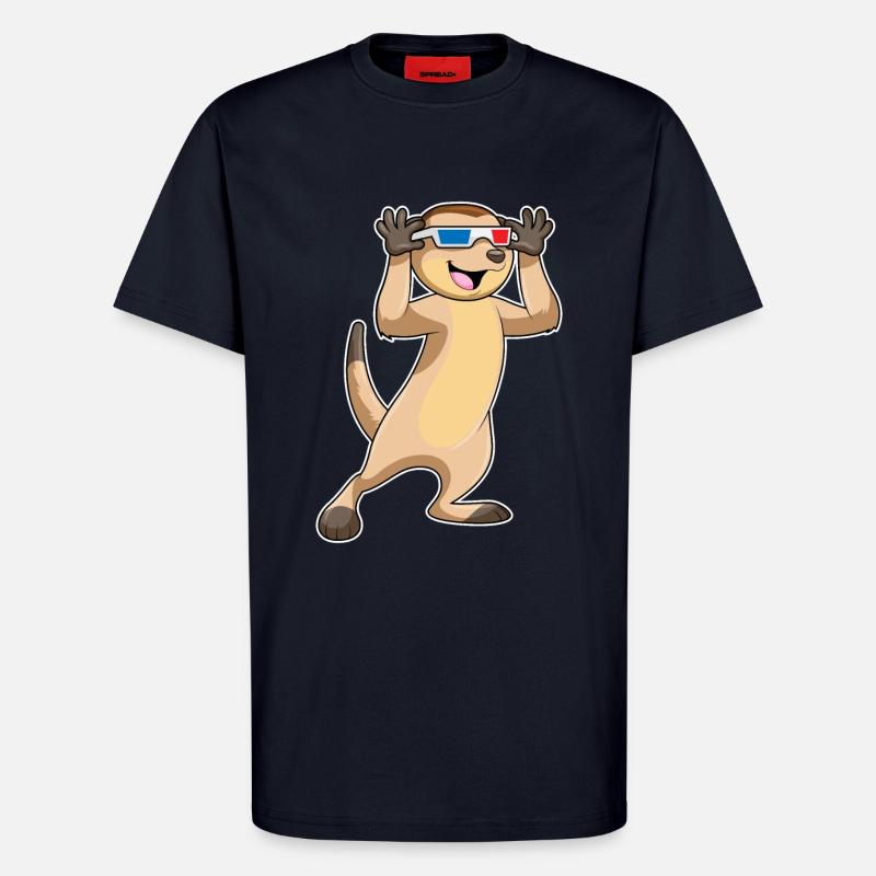 Suricates avec lunettes - T-shirt bio décontracté fabriqué en UE - DARK NAVY