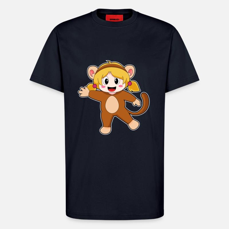 Fille déguisée en singe - T-shirt bio décontracté fabriqué en UE - DARK NAVY