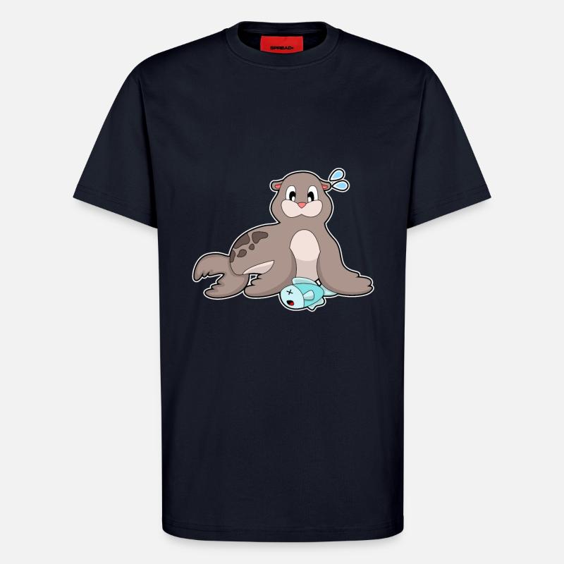 Sceller avec du poisson - T-shirt bio décontracté fabriqué en UE - DARK NAVY