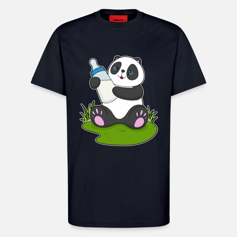 Bouteille de lait Panda - T-shirt bio décontracté fabriqué en UE - DARK NAVY